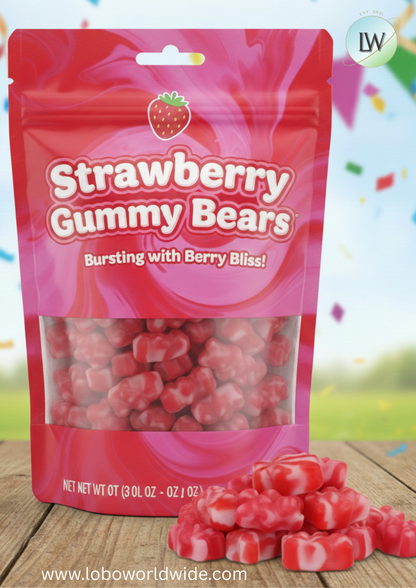 Strawberry Gummy Bears(Various Sizes)