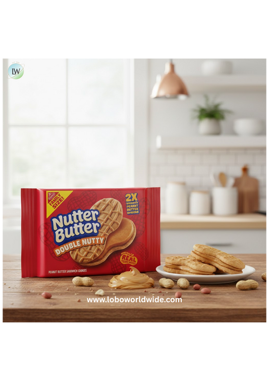 Nutter Butter Double Nutty Peanut Butter Sandwich Cookies, Family Size, 15.27 oz