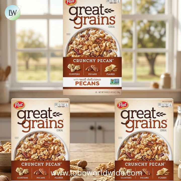 Great Grains Crunchy Pecans Breakfast Cereal for Adults, Crispy Flakes and Granola Clusters, Non-GMO, Heart Healthy, Made with Whole Grain