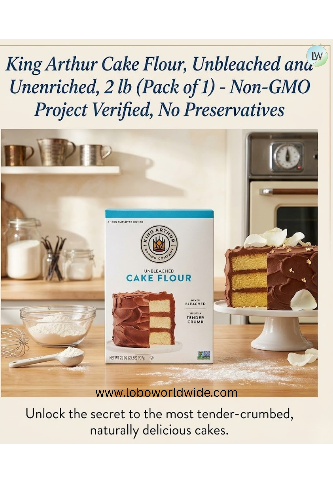 King Arthur, Unbleached Unenriched Cake Flour, 2 lb.