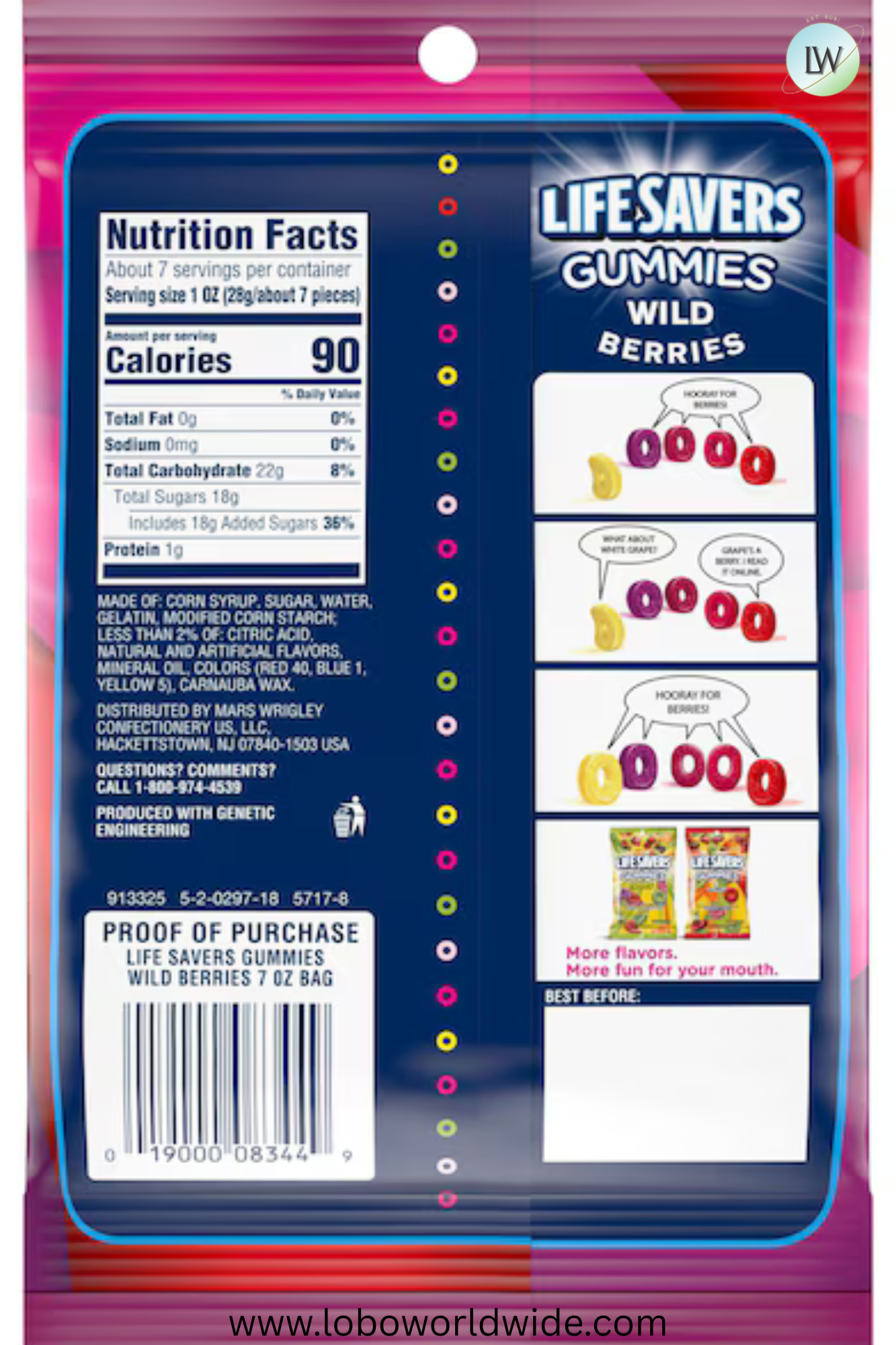 Lifesavers Gummies Candy 7 oz. (Pack of 12)(Various Flavours)