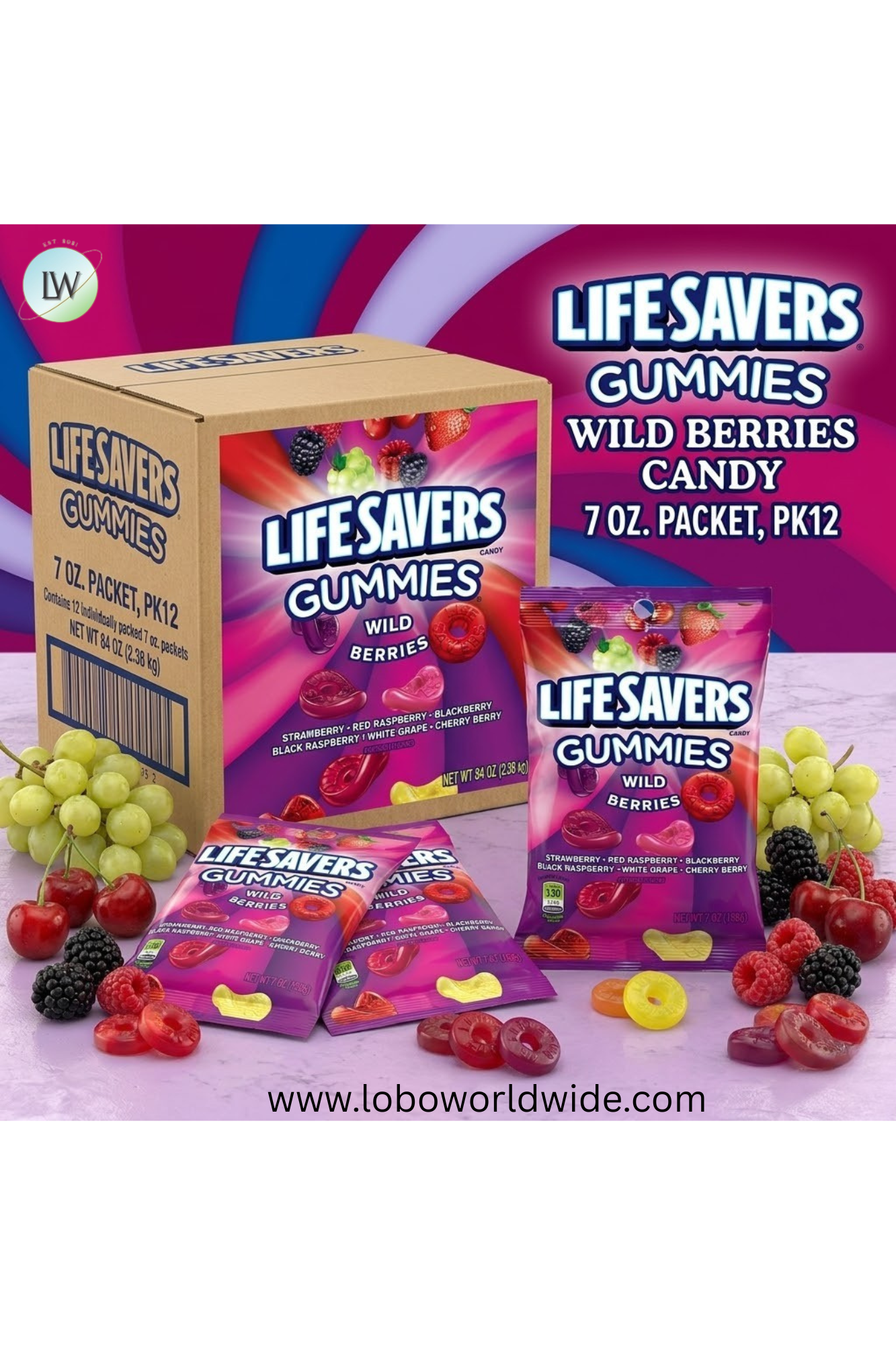 Lifesavers Gummies Candy 7 oz. (Pack of 12)(Various Flavours)