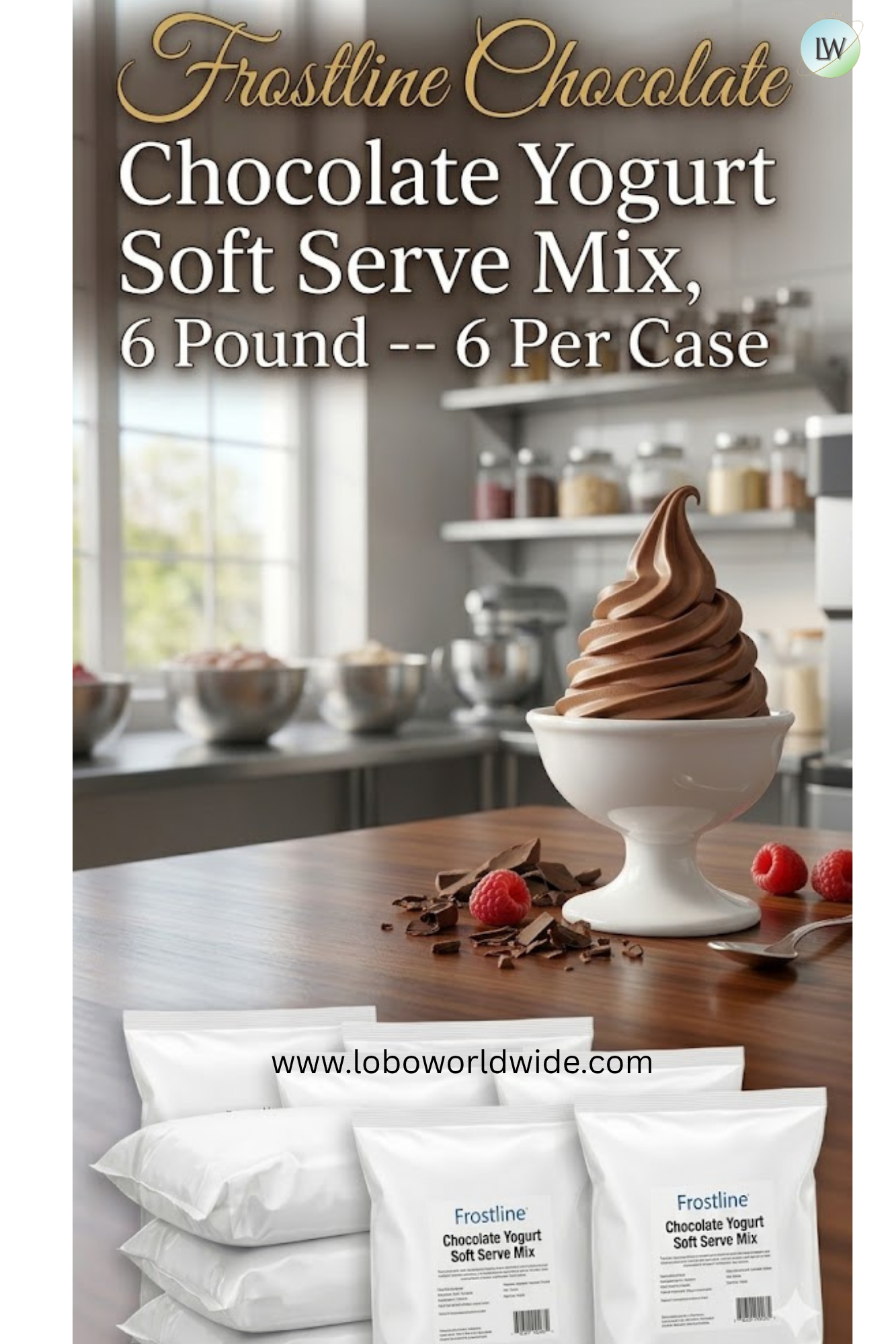 Frostline Chocolate Yogurt Soft Serve Mix, 6 Pound -- 6 Per Case