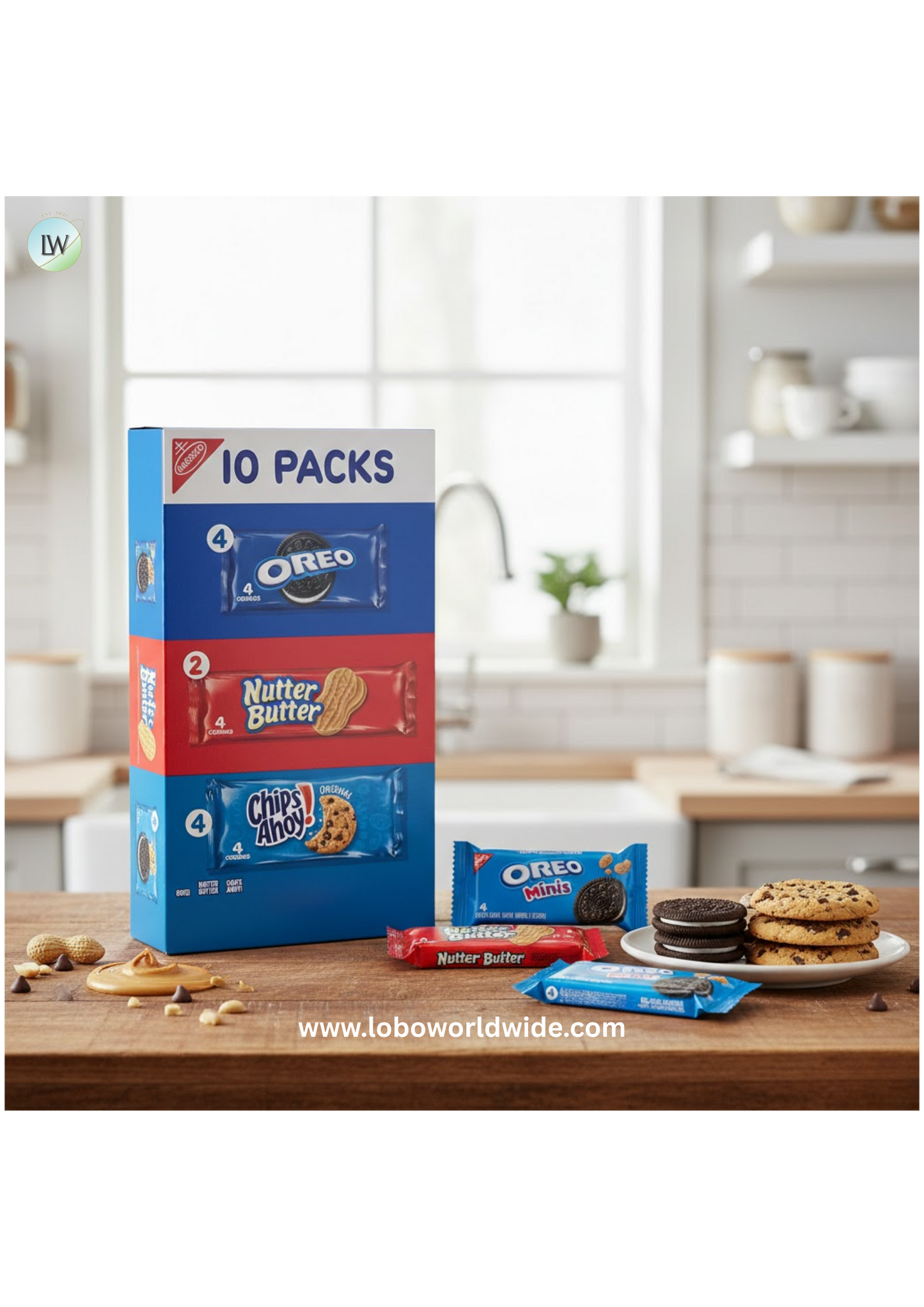 Nabisco Cookie Variety Pack, OREO, Nutter Butter, CHIPS AHOY!, 10 Snack Packs (4 Cookies Per Pack)