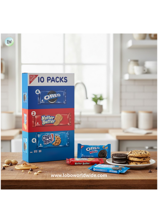 Nabisco Cookie Variety Pack, OREO, Nutter Butter, CHIPS AHOY!, 10 Snack Packs (4 Cookies Per Pack)
