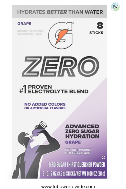 Gatorade Zero sugar hydration - 32 sticks (Pack of 4 with 8 sticks in each pack)(Various Flavours)