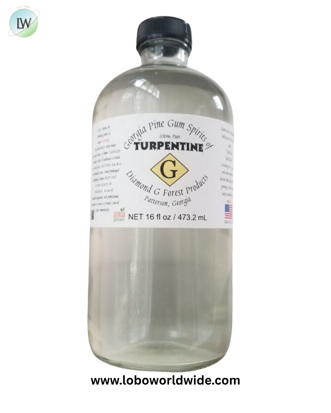 Georgia Pine Gum Spirits: 100% Pure Gum Spirits of Turpentine, 16 oz
