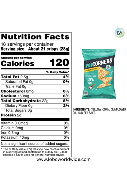 PopCorners Popped-Corn Snack, 18 oz.
