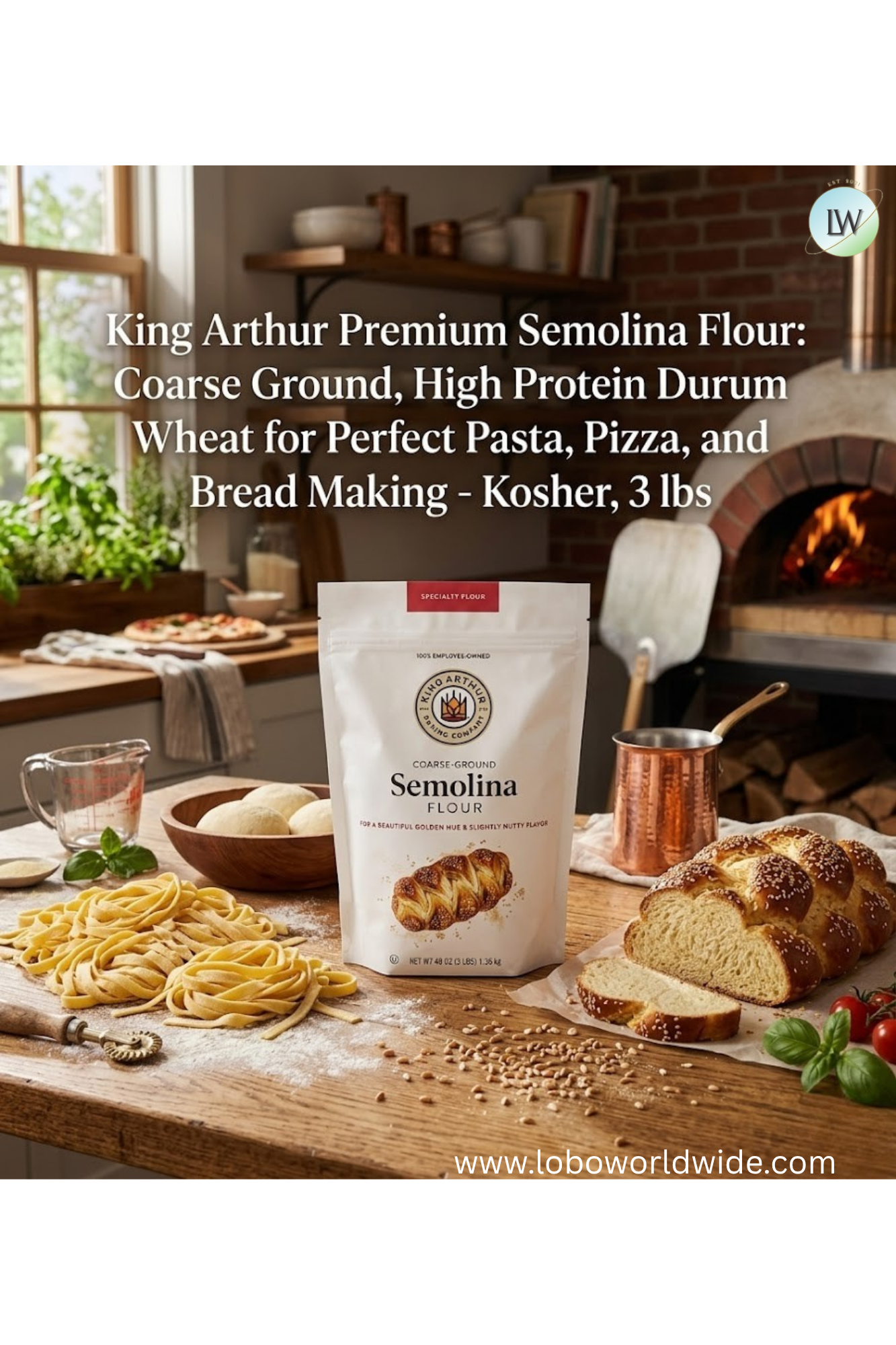 King Arthur, Premium Semolina Flour, 3 lb.