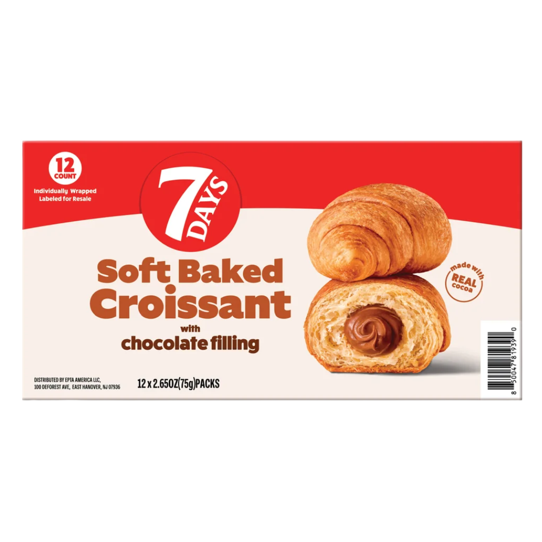 7Days Soft Baked Croissant, Chocolate Filling, 2.65 oz, 12-count
