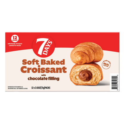 7Days Soft Baked Croissant, Chocolate Filling, 2.65 oz, 12-count