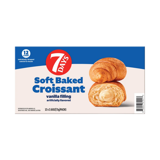 7Days Soft Baked Croissant, Vanilla Filling, 2.65 oz, 12-count