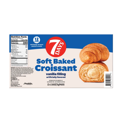 7Days Soft Baked Croissant, Vanilla Filling, 2.65 oz, 12-count