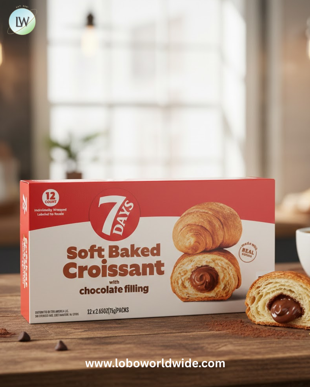 7Days Soft Baked Croissant, Chocolate Filling, 2.65 oz, 12-count