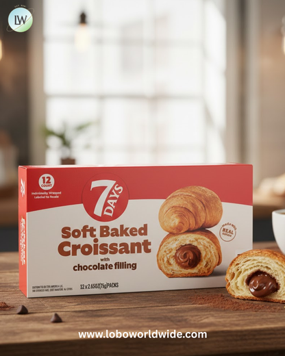 7Days Soft Baked Croissant, Chocolate Filling, 2.65 oz, 12-count