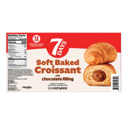 7Days Soft Baked Croissant, Chocolate Filling, 2.65 oz, 12-count