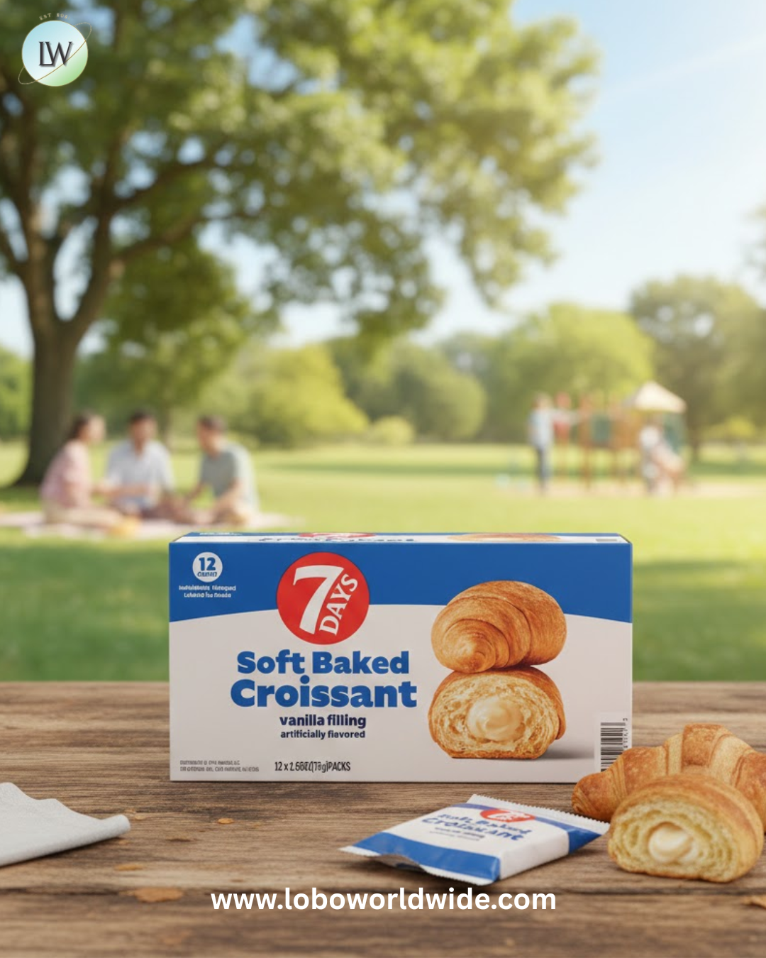 7Days Soft Baked Croissant, Vanilla Filling, 2.65 oz, 12-count