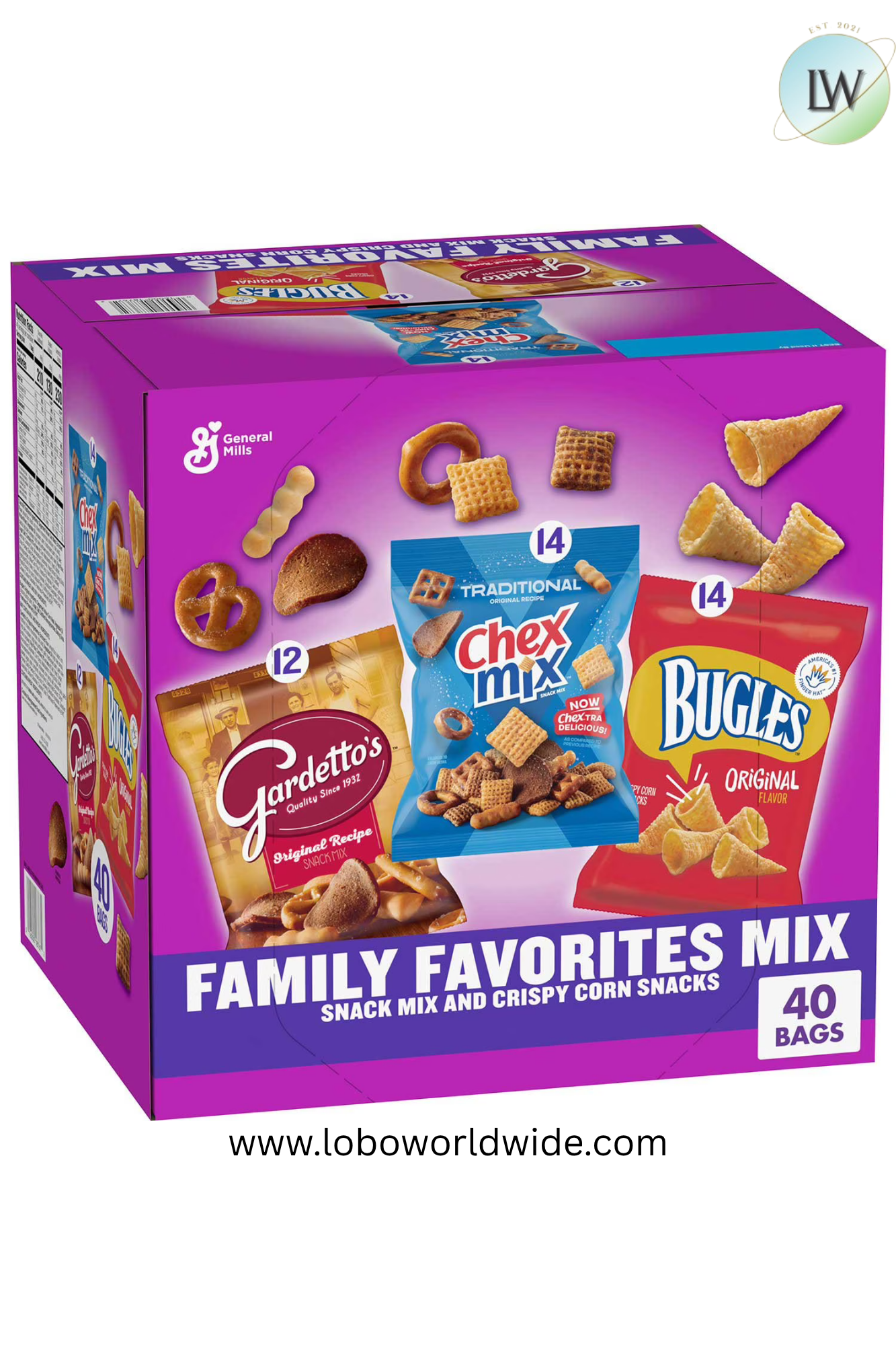 Chex Mix Bugles & Gardetto Variety Pack Snacks, (Pack of 40)