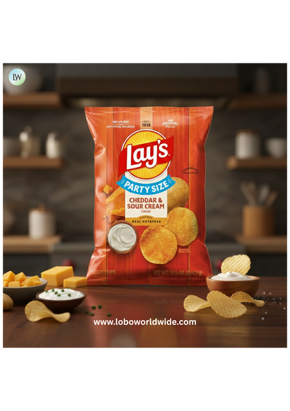 Lay's Cheddar & Sour Cream Flavored Potato Chips, Party Size, 12.5 oz Bag