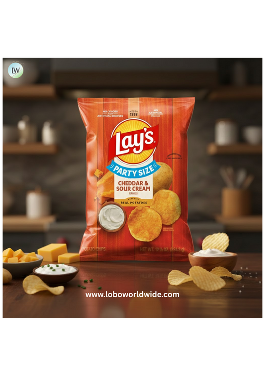 Lay's Cheddar & Sour Cream Flavored Potato Chips, Party Size, 12.5 oz Bag