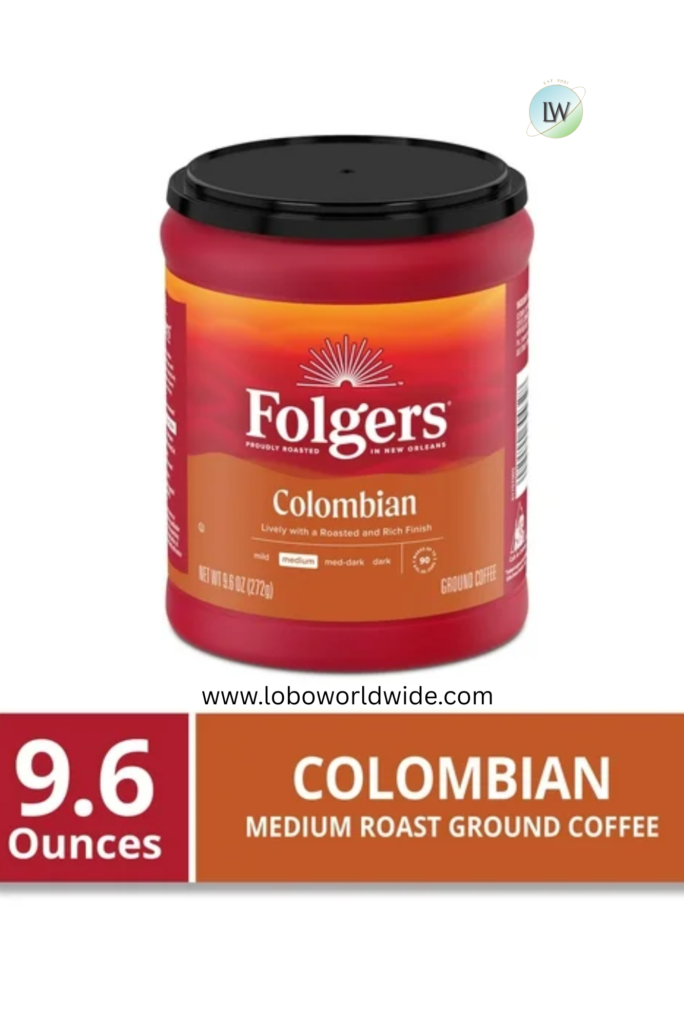 Folgers Ground Coffee, Medium Roast, 9.6 oz Canister