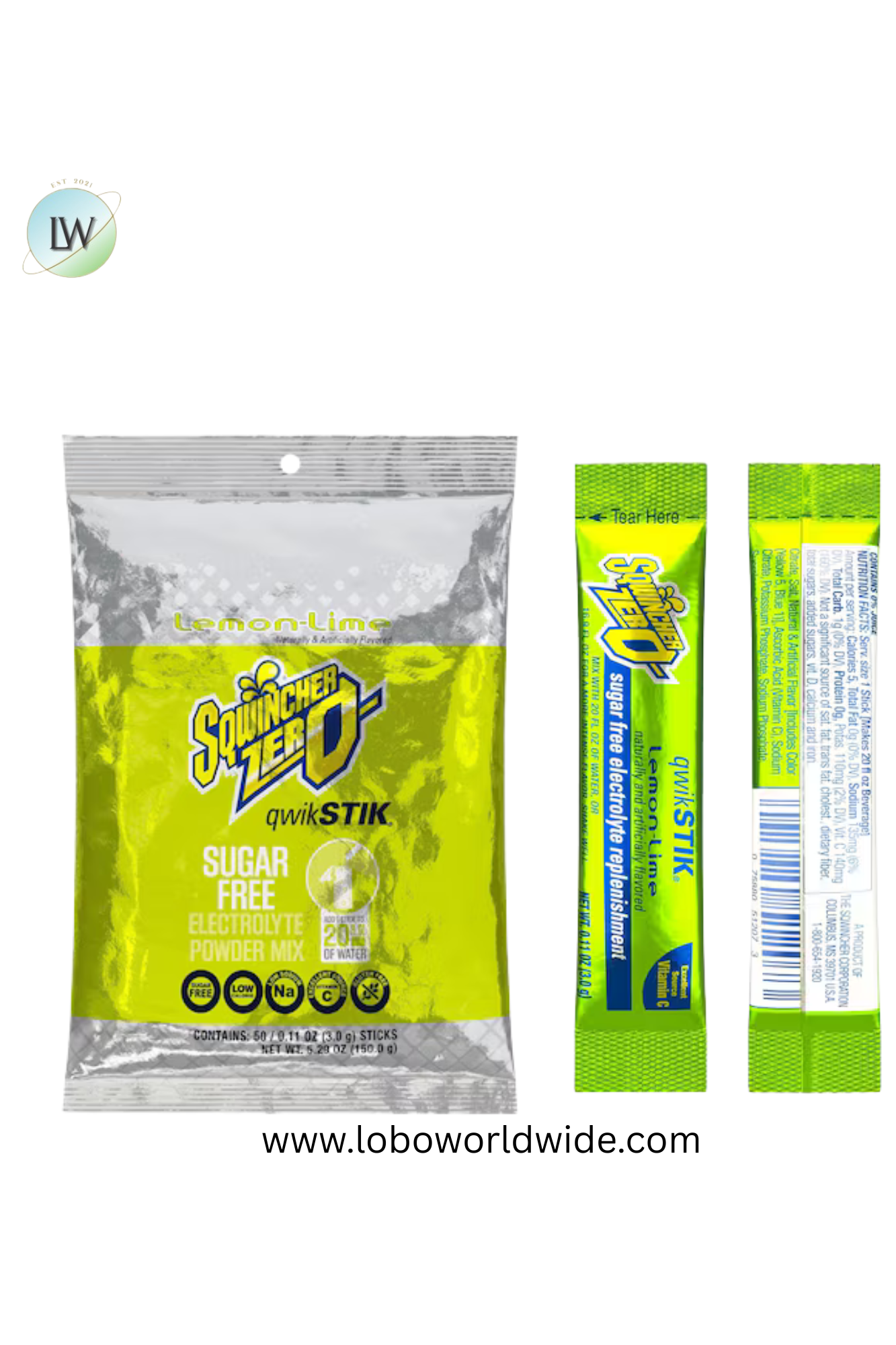 Sqwincher Qwik Stik, Sugar Free Drink Mix Powder, 20 oz Yield per .11 oz Pack,50PK(Various Flavours)