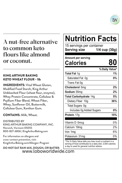 King Arthur, Keto Wheat Baking Flour, 1 lb.