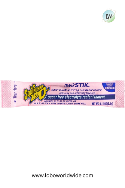 Sqwincher Qwik Stik ZERO Sugar, 0.11 oz, Pack, Yields 20 oz,200pk(Various Flavours)