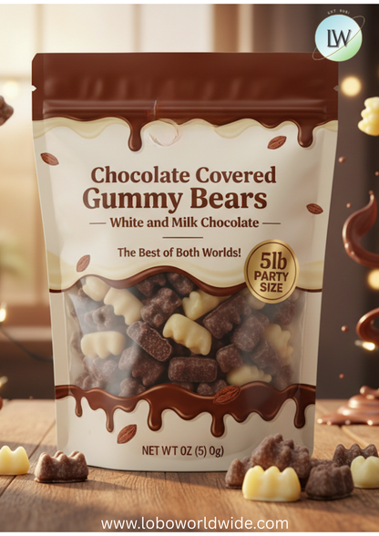 Chocolate Covered Gummy Bears – White and Milk Chocolate(Various Sizes)