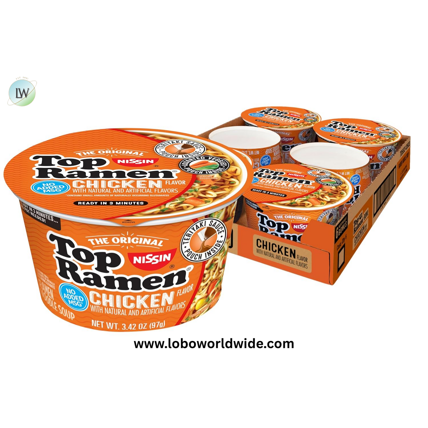 Nissin Top Ramen Bowl Ramen Noodle Soup, Chicken, 3.42 Ounce