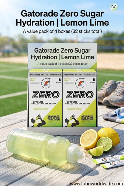 Gatorade Zero sugar hydration - 32 sticks (Pack of 4 with 8 sticks in each pack)(Various Flavours)