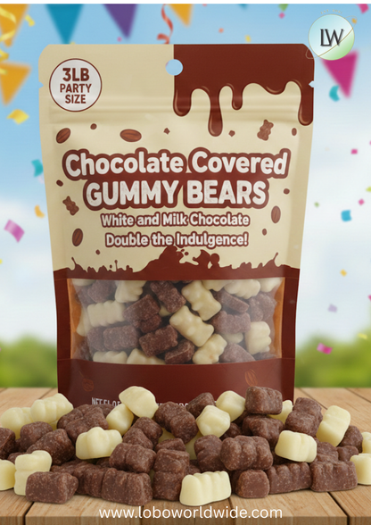 Chocolate Covered Gummy Bears – White and Milk Chocolate(Various Sizes)