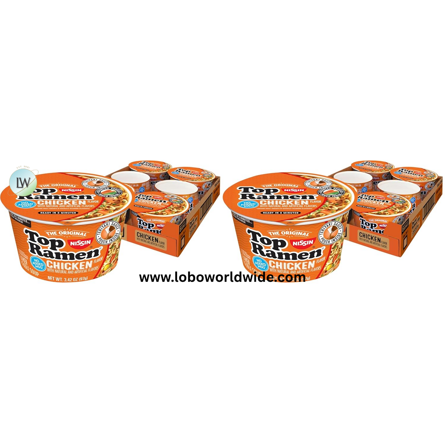 Nissin Top Ramen Bowl Ramen Noodle Soup, Chicken, 3.42 Ounce