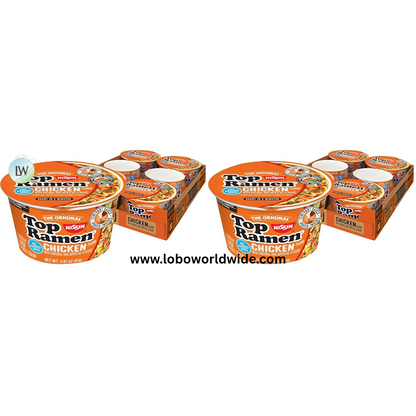 Nissin Top Ramen Bowl Ramen Noodle Soup, Chicken, 3.42 Ounce