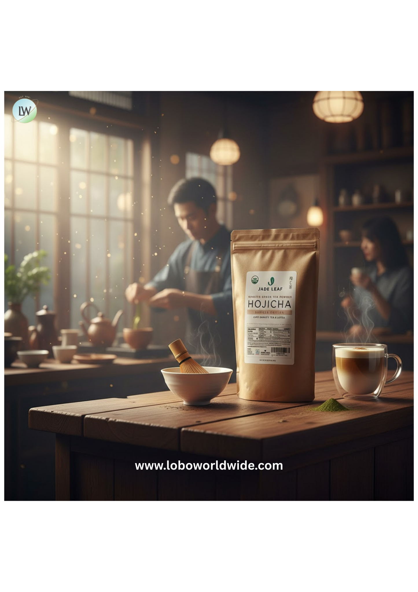 Jade Leaf Organic Hojicha Barista Edition Roasted Green Tea Powder 1 lb. (454g)(various sizes)