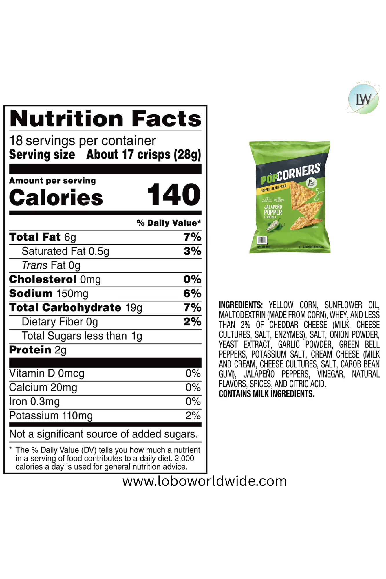 PopCorners Popped-Corn Snack, 18 oz.