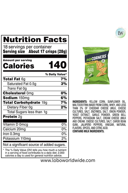 PopCorners Popped-Corn Snack, 18 oz.