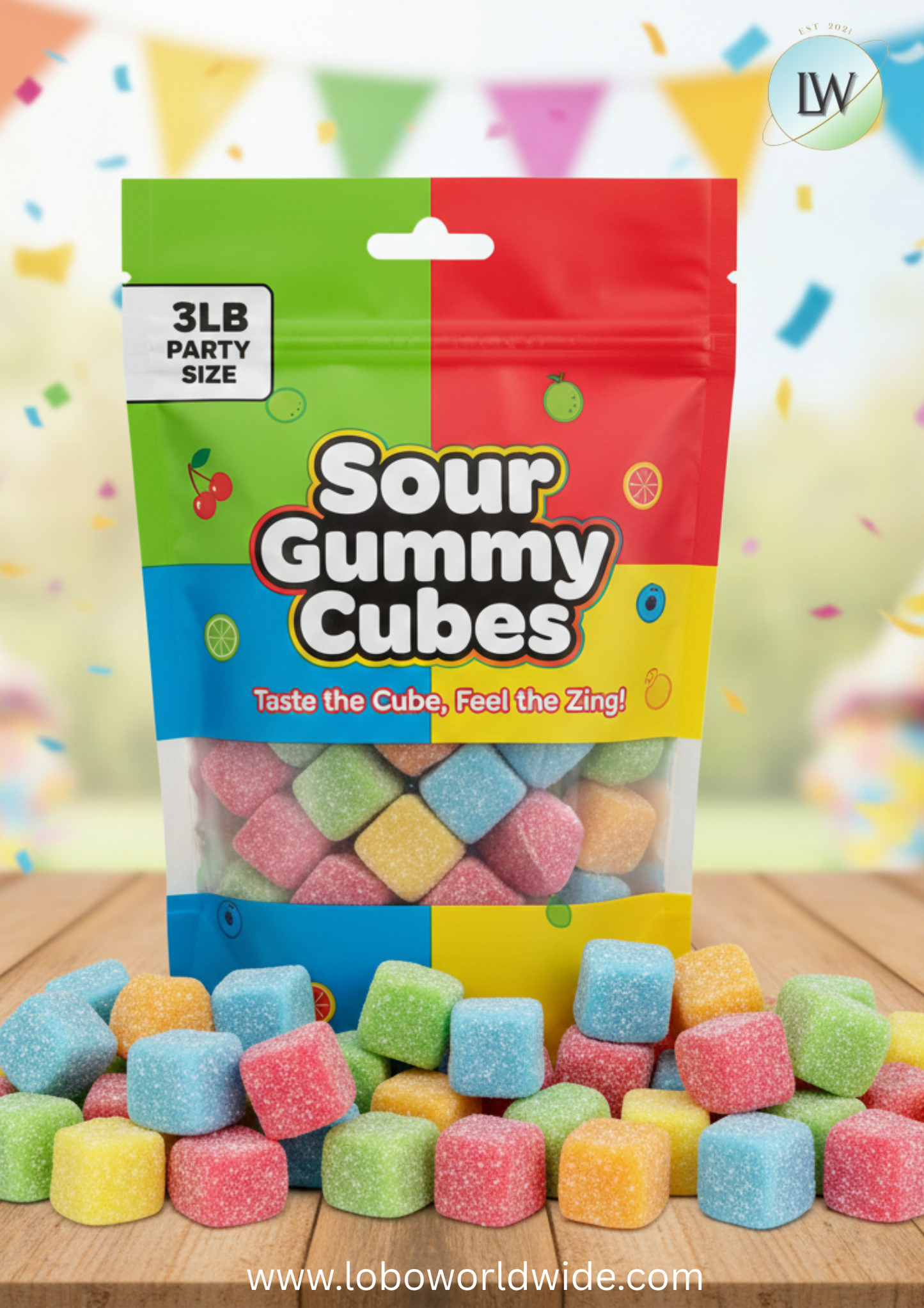 Sour Gummy Cubes(Various Sizes)