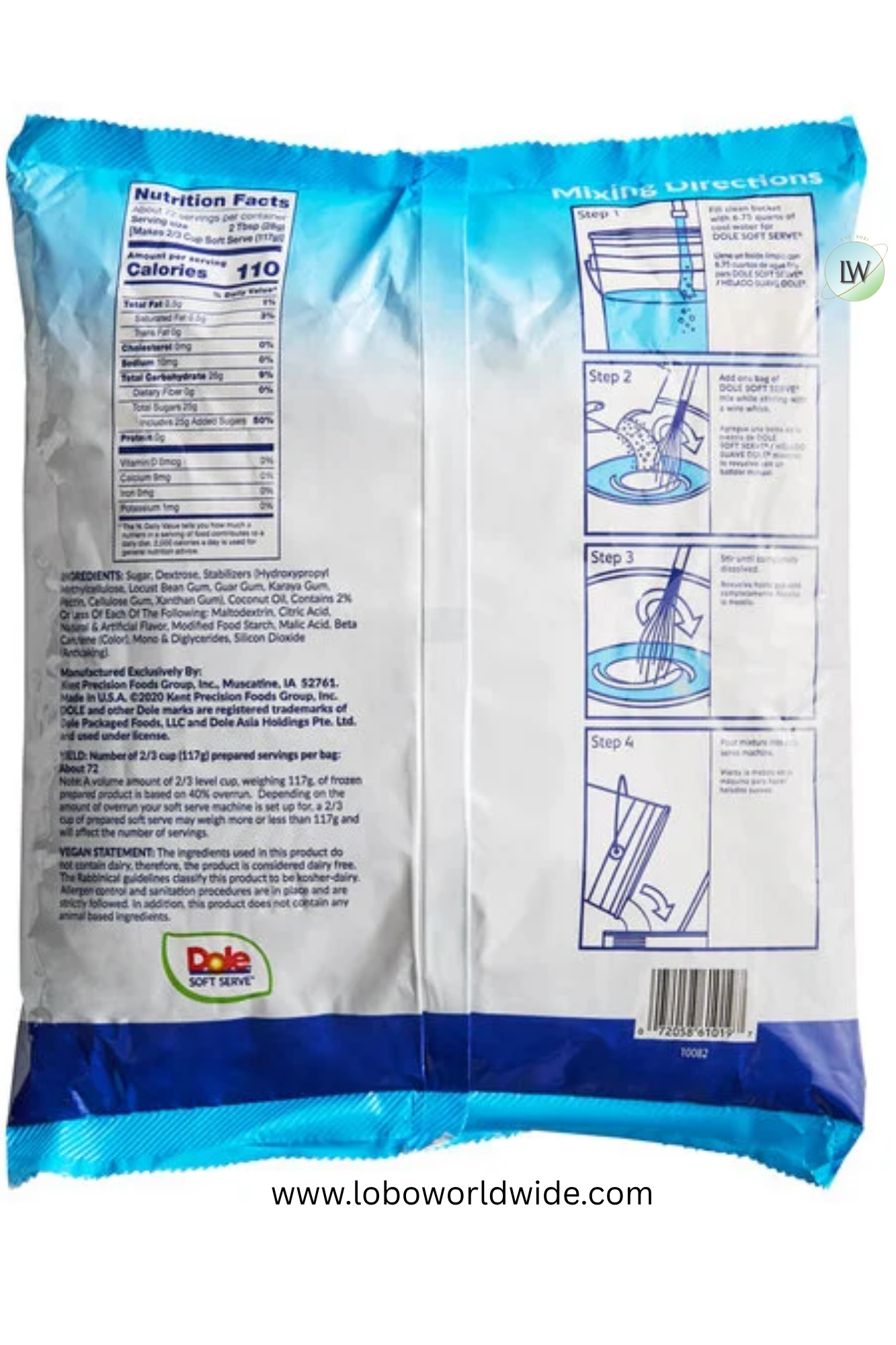 DOLE SOFT SERVE Soft Serve Mix 4.4 lb