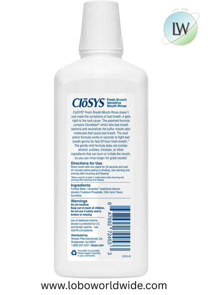 CloSYS Fresh Breath Sensitive Mouthwash, Gentle Mint