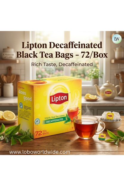 Lipton Decaffeinated Black Tea Bags (Various Sizes)