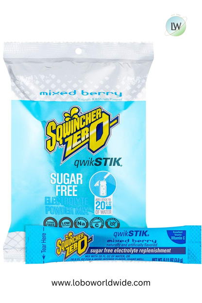 Sqwincher Qwik Stik ZERO Sugar, 0.11 oz, Pack, Yields 20 oz,500pk(Various Flavours)