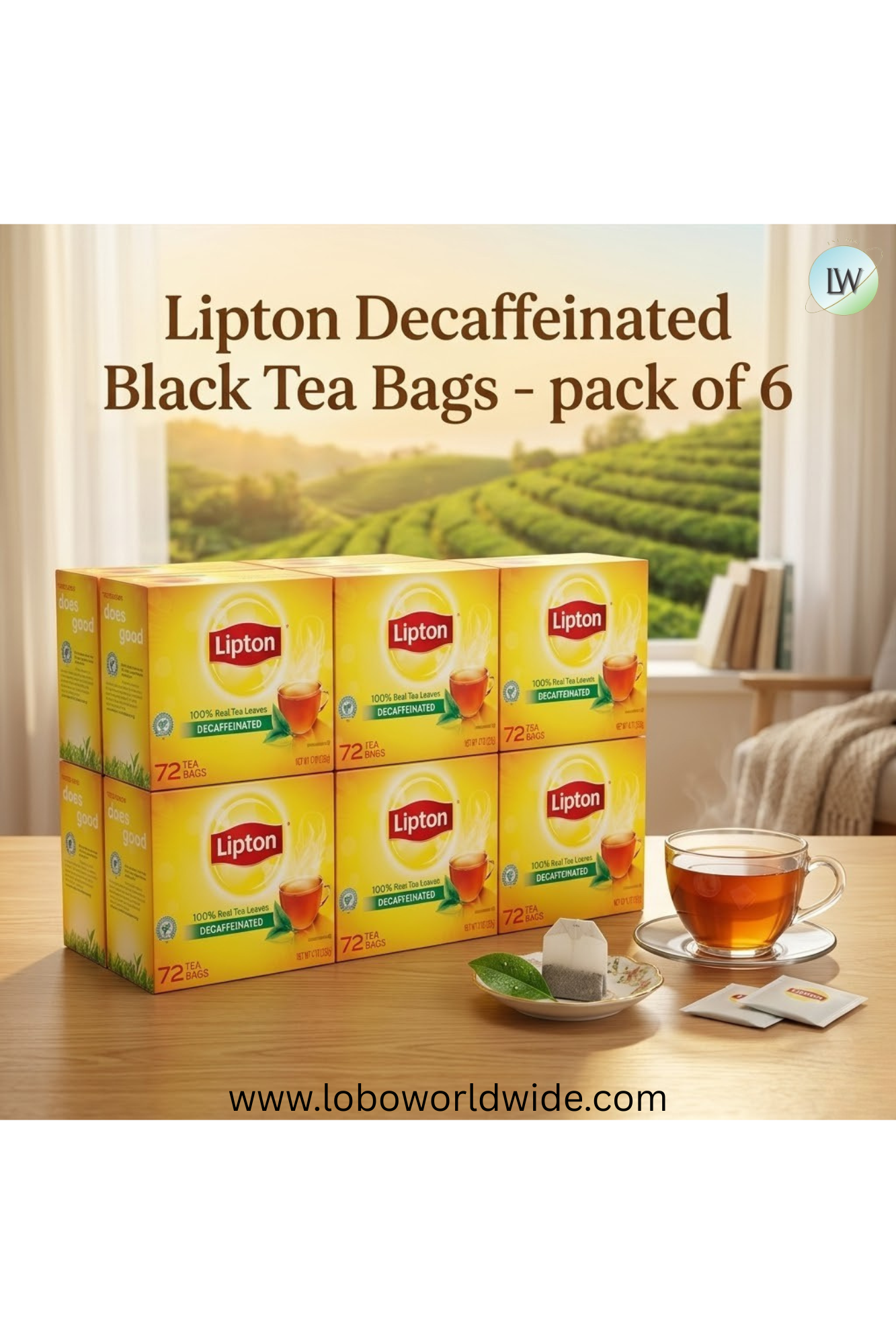 Lipton Decaffeinated Black Tea Bags (Various Sizes)
