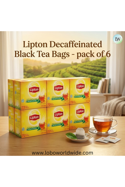 Lipton Decaffeinated Black Tea Bags (Various Sizes)