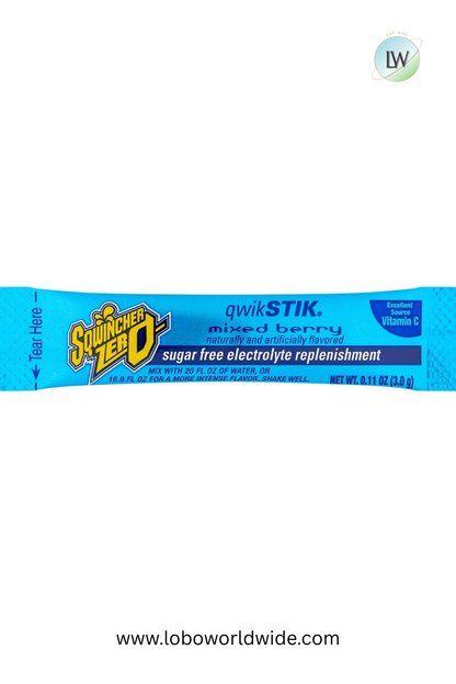 Sqwincher Qwik Stik ZERO Sugar, 0.11 oz, Pack, Yields 20 oz,200pk(Various Flavours)