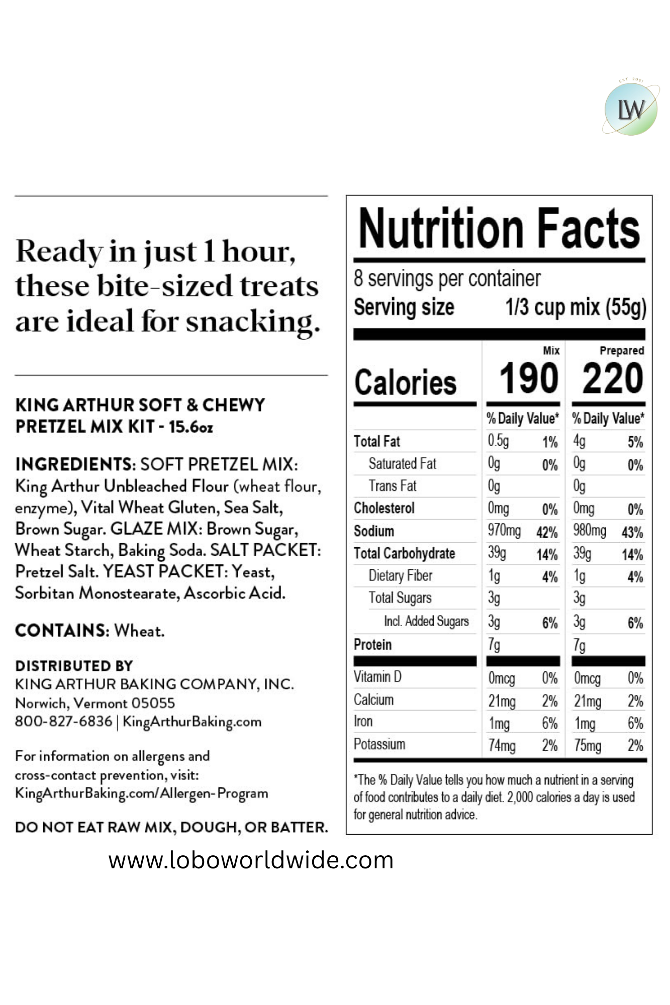 King Arthur Baking Company Soft & Chewy Pretzel Bites Mix Kit 15.6 oz.