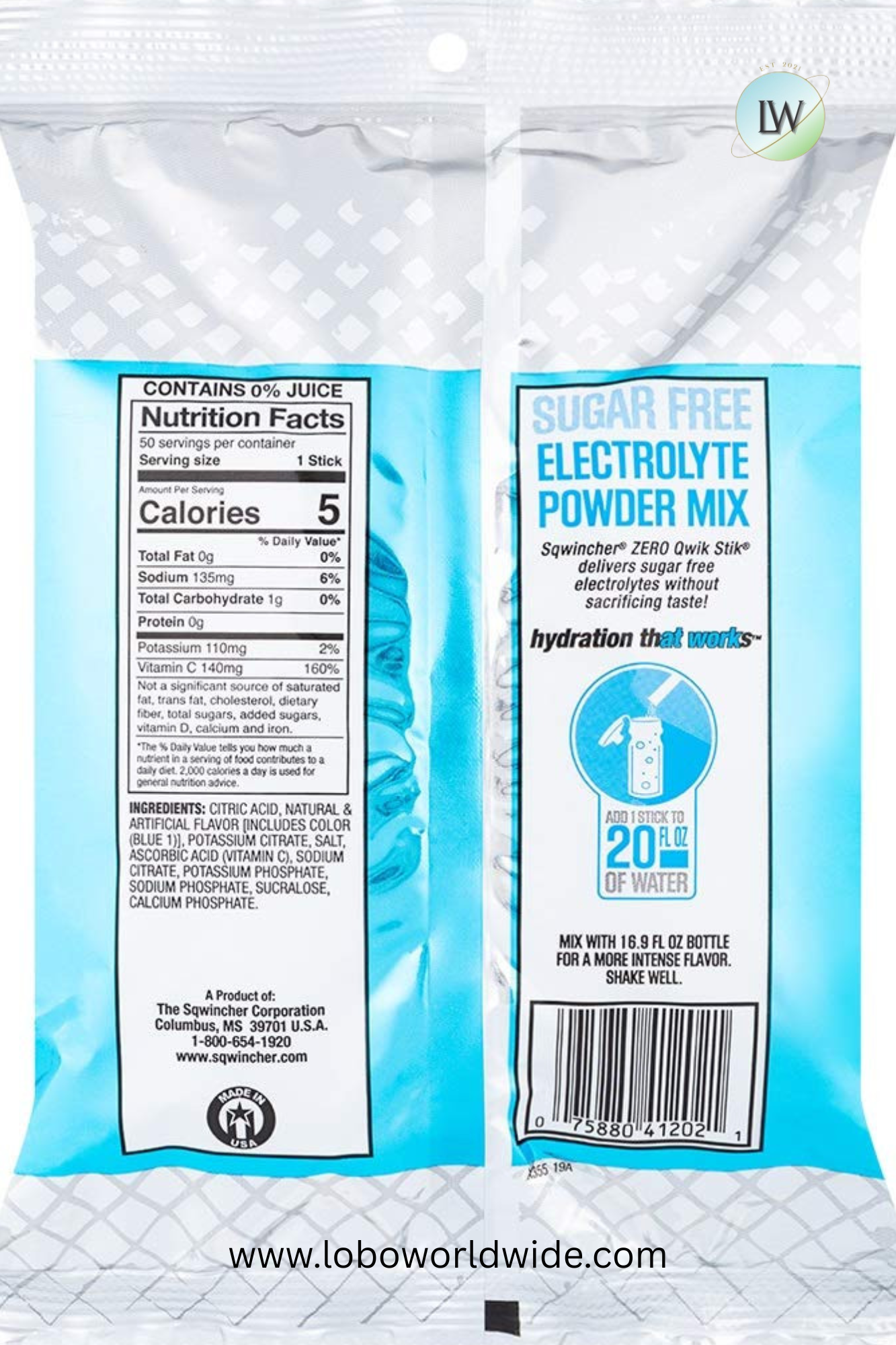 Sqwincher Qwik Stik ZERO Sugar, 0.11 oz, Pack, Yields 20 oz,100pk(Various Flavours)
