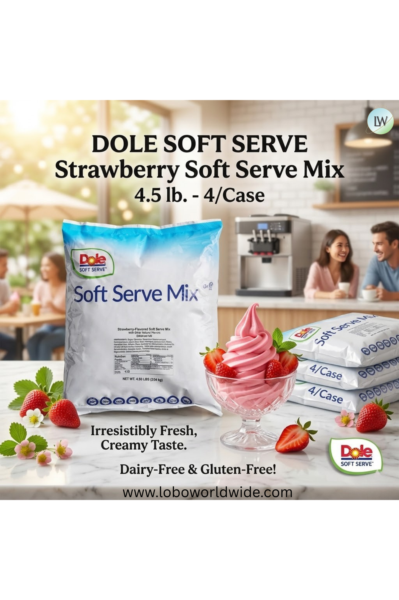 DOLE SOFT SERVE Soft Serve Mix 4.4 lb. (Pack of 4)