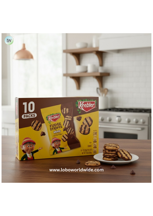 Keebler Fudge Stripes Minis, Original Shortbread Cookies Coated in Keebler Fudge, 10 oz, 10 Count