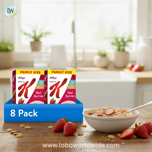 (8 pack) Kellogg's Special K Red Berries Breakfast Cereal, Good Source of Fiber, Family Size, 15.6 oz